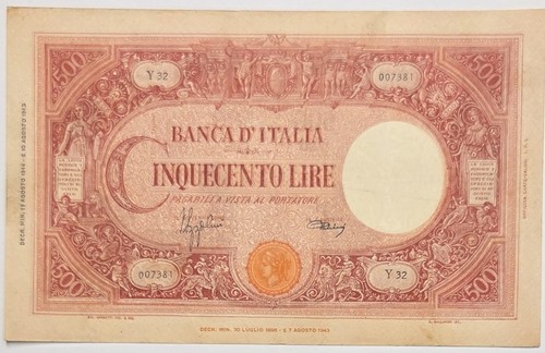 500 lire grande agosto - 500, 1°