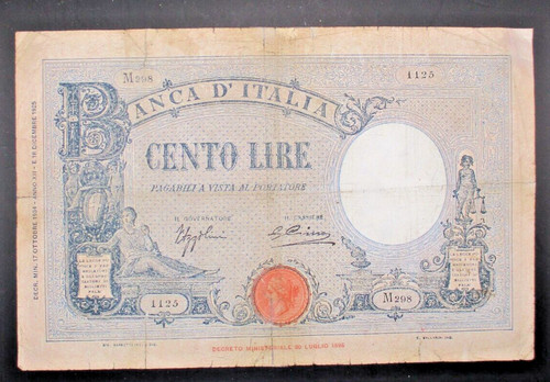 100 lire azzurrino grande - 100,