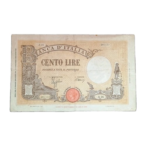 100 lire giallo grande - lire,